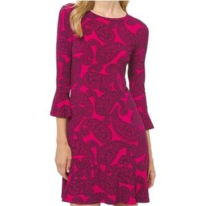 Boho-Chic Michael Kors Pink Paisley Print Ruffle Hem Dress Size‎ Large
